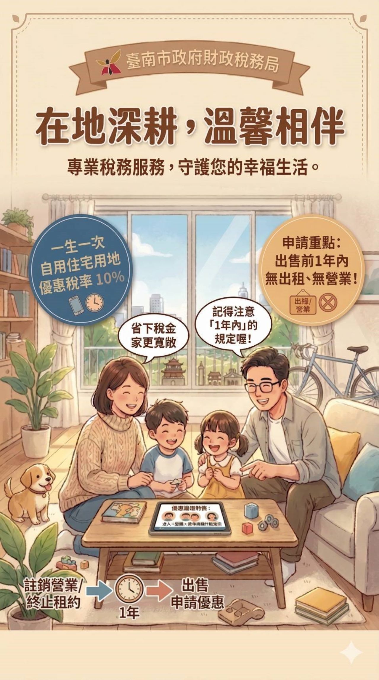 出售前「1年內」無出租或供營業用之住宅用地可適用自用住宅優惠稅率課徵土地增值稅.jpg