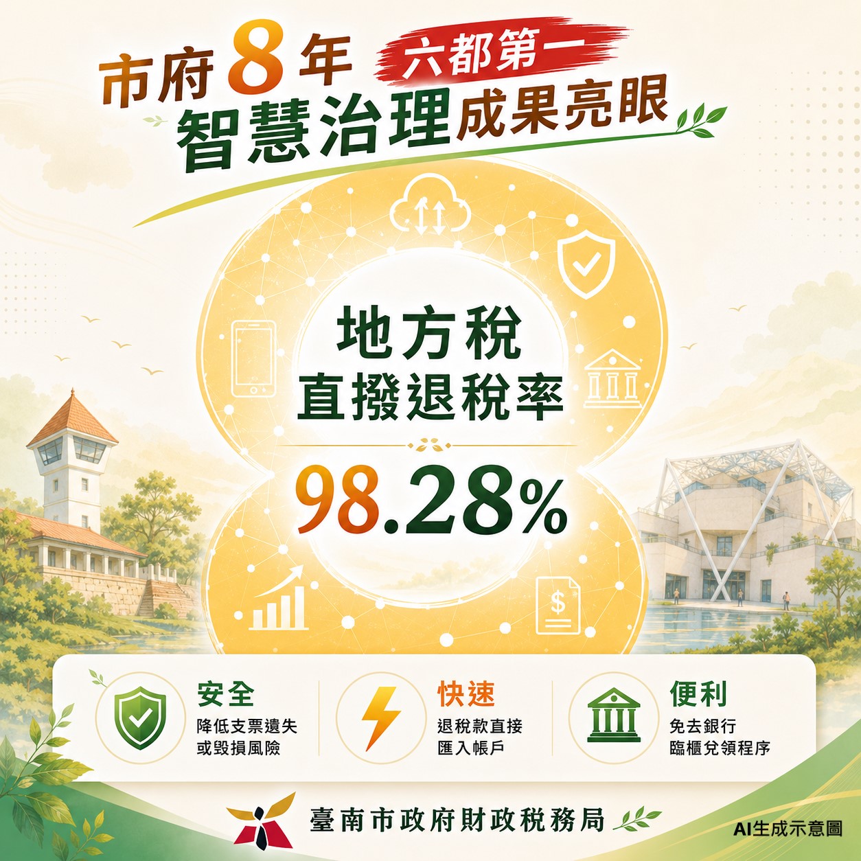 市府8年智慧治理成果亮眼  直撥退稅率達98.28％，六都第一!.jpg